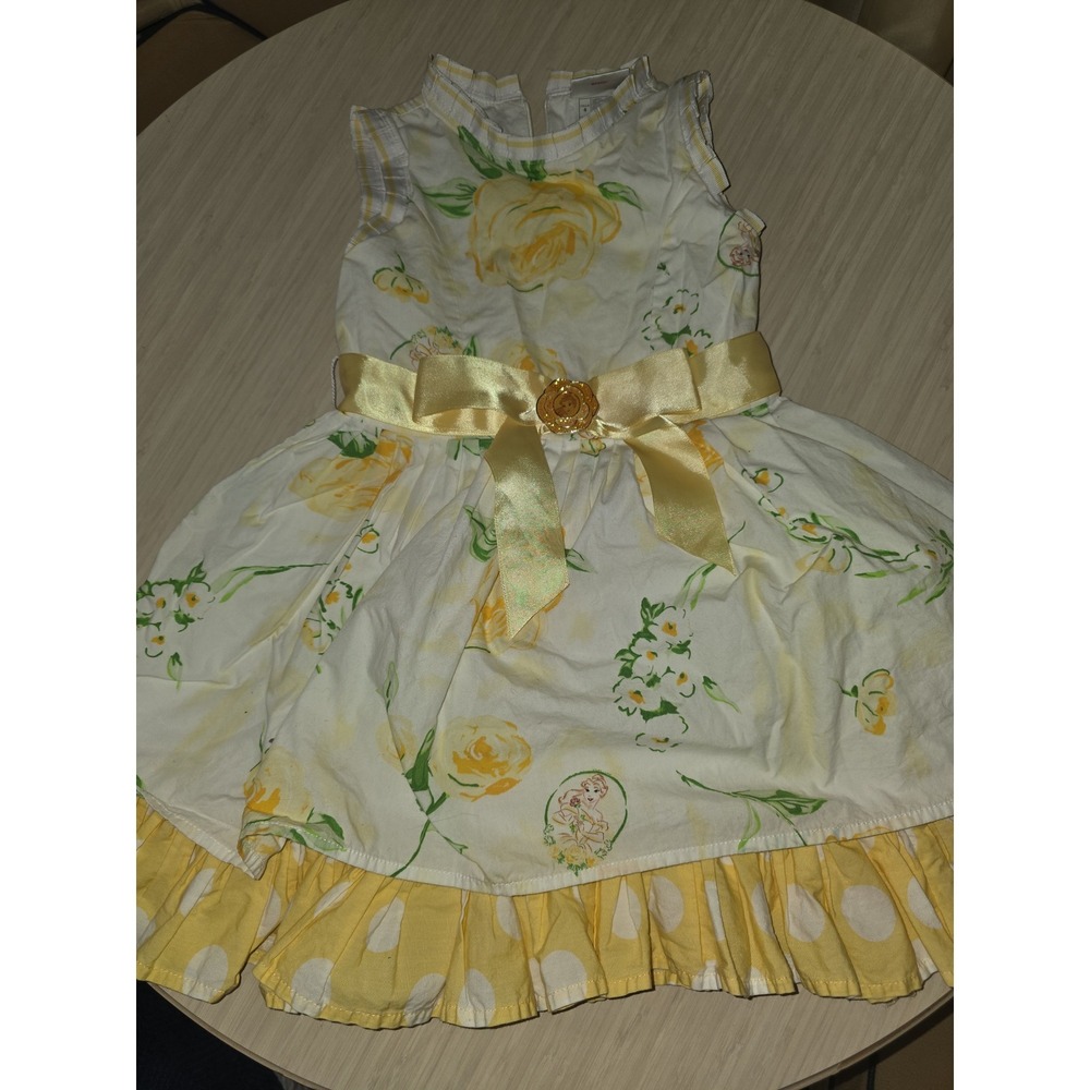Vintage Disney store beauty and the beast belle yellow rose dress size 4 Easter
